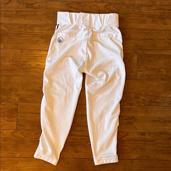Youth White Baseball Pants with Black Piping - Picture 3 of 5